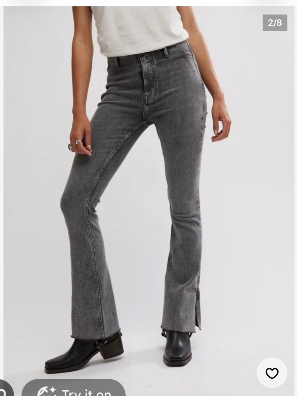 We The Free Gray Level Up High-Rise Flare Jeans